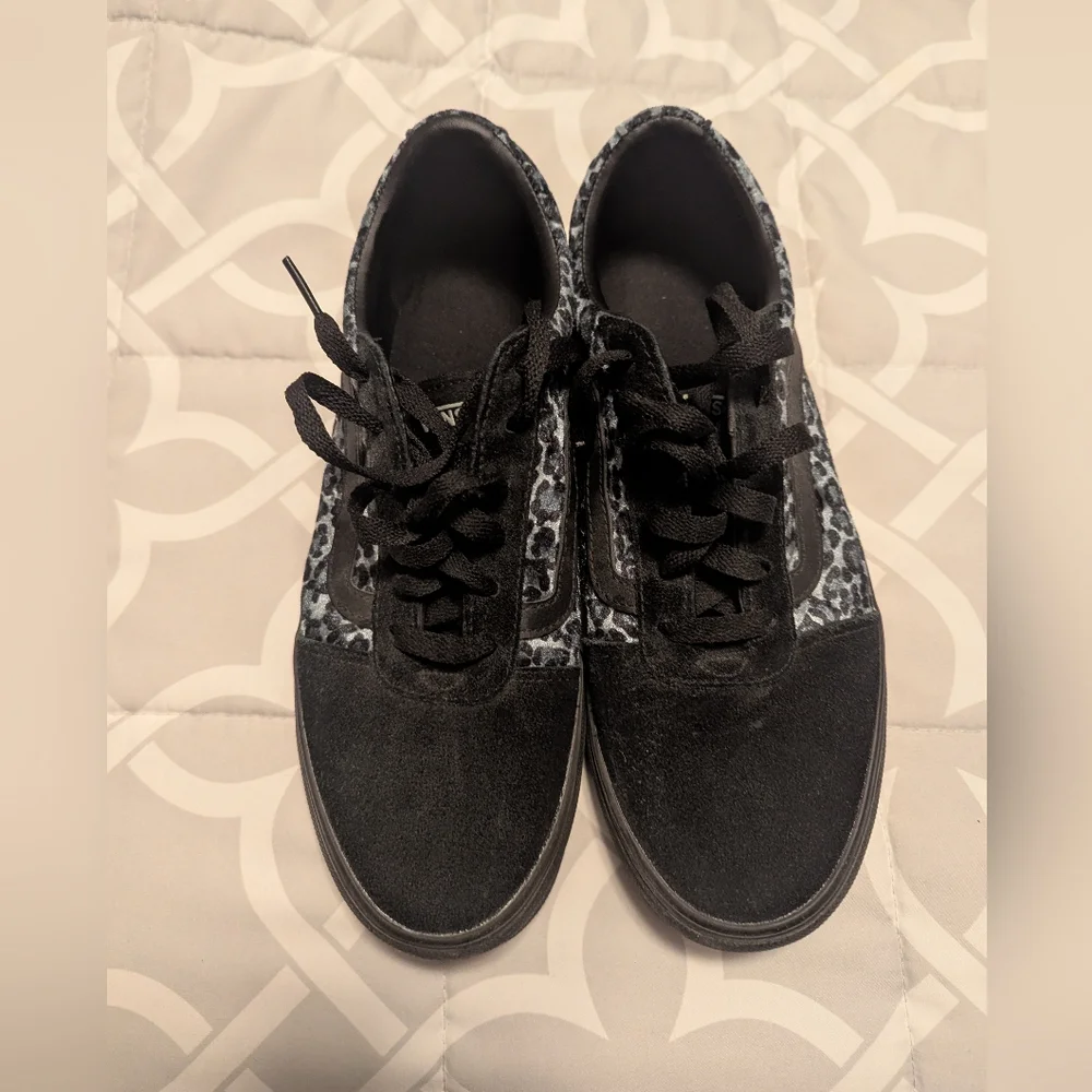 Black & Leopard Print Vans - Picture 2 of 3